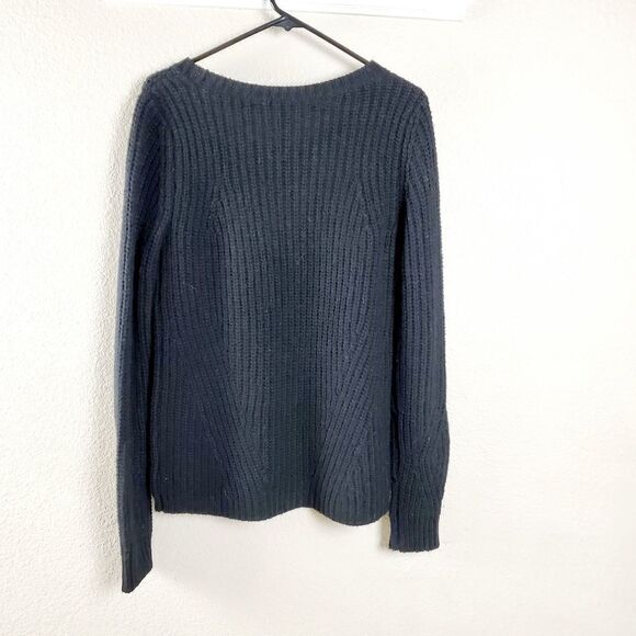 Joe's Black Merino Wool Blend Cable Knit Crew Neck Pullover Small - Picture 5 of 8